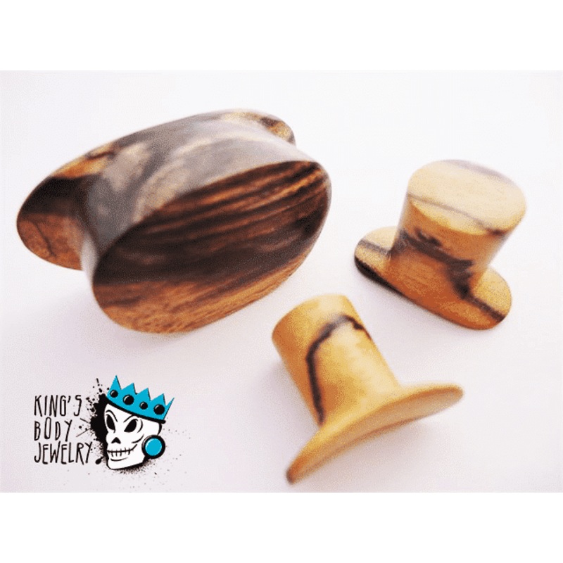 Diablo Organics Round Tiger Ebony Wood Labret Ring (0 gauge – 1 inch) 0 g