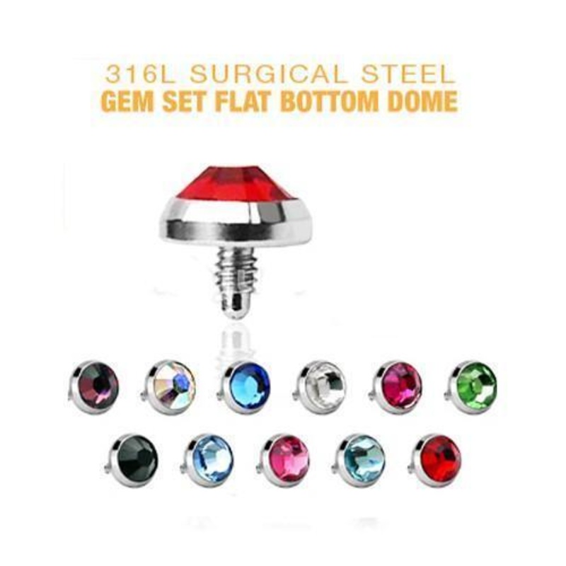 Dome Gem Dermal Top 14G Green 3mm