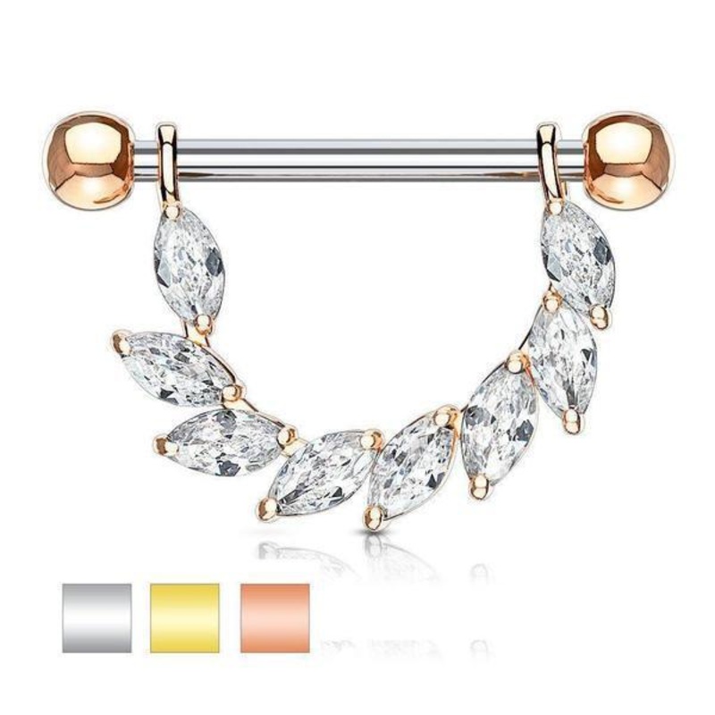 Flowing Gems Nipple Dangle 14G Gold