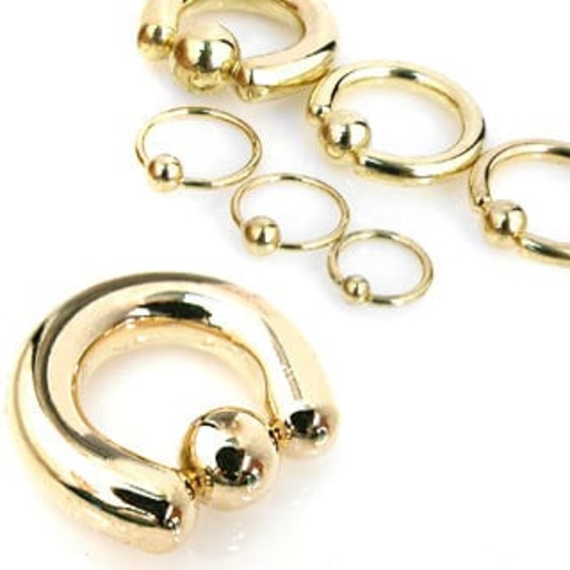 Gold Steel Captive Bead Rings (18 gauge – 2 gauge) 18 g 5/16″