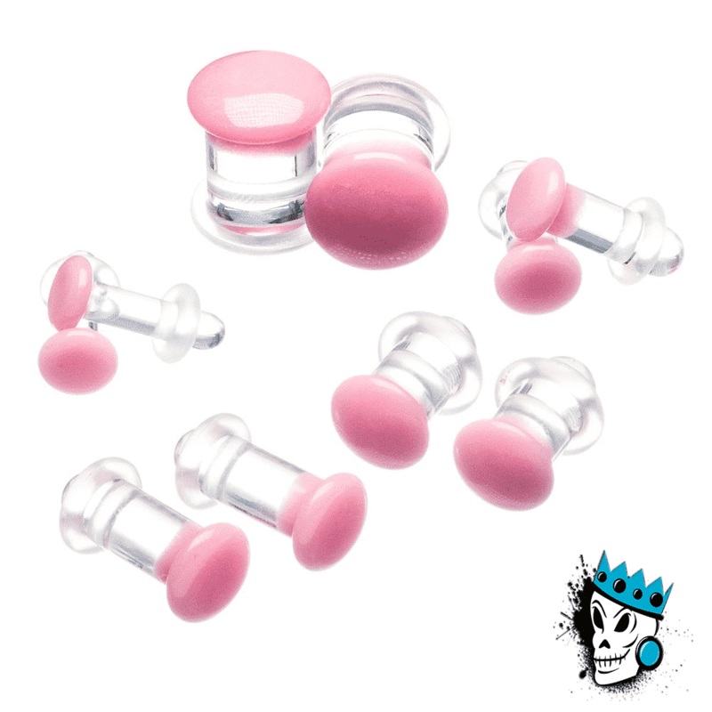 Gorilla Glass Rose Color Front Single Flare Plugs (12 gauge – 1 inch) 12 g