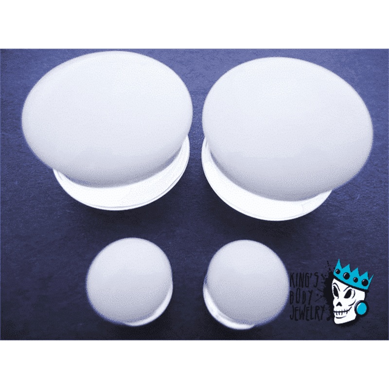 Gorilla Glass White Color Front Double Flare Plugs (8 gauge – 1 inch) 8 g