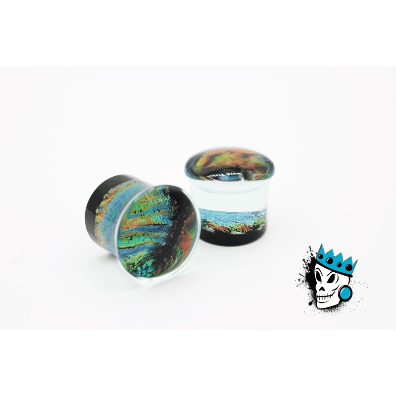 Multicolored Sparkle Glass Plugs (2 gauge – 3/4 inch) 2 g