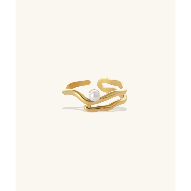 Pearl Wave Ring Gold