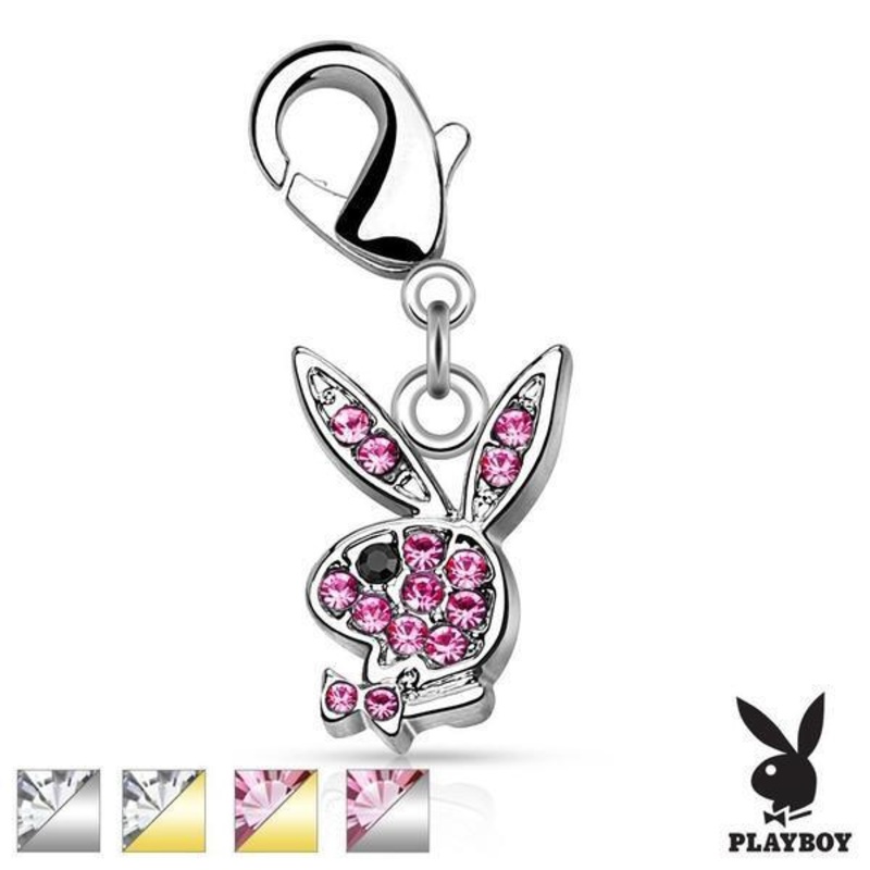 PLAYBOY Gem Paved Bunny Charm Gold with Clear Gems