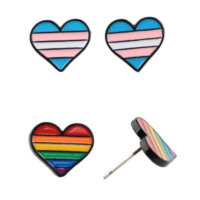 Pride Heart Earrings Pair Gay Pride