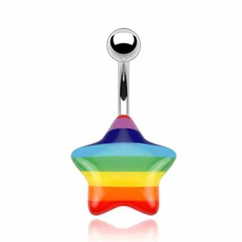 Pride Star Belly Bar 14G
