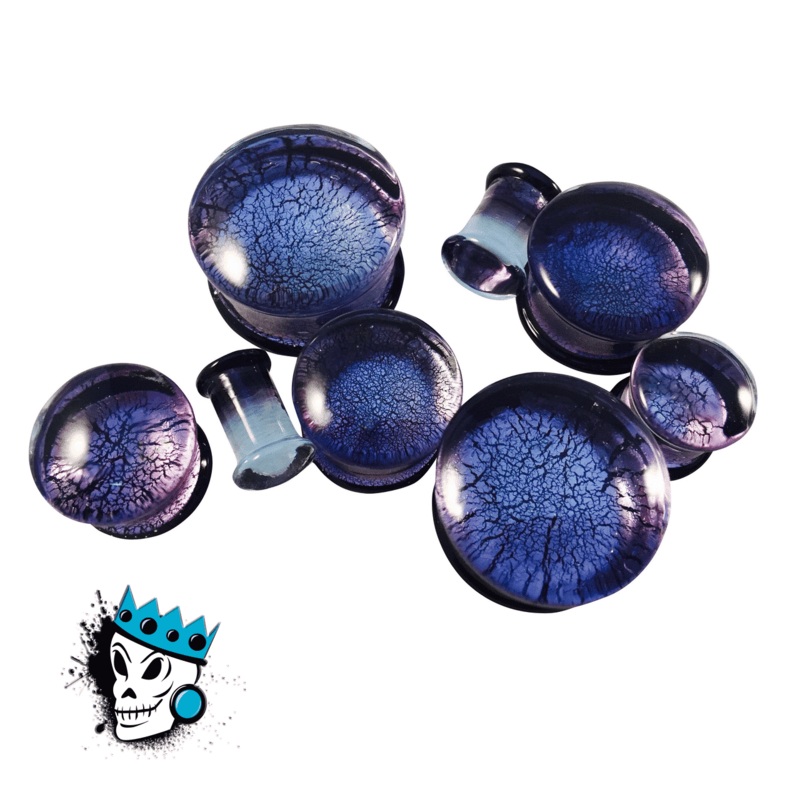 Purple Metallic Glass Plugs (2 gauge – 1 inch) 2 g