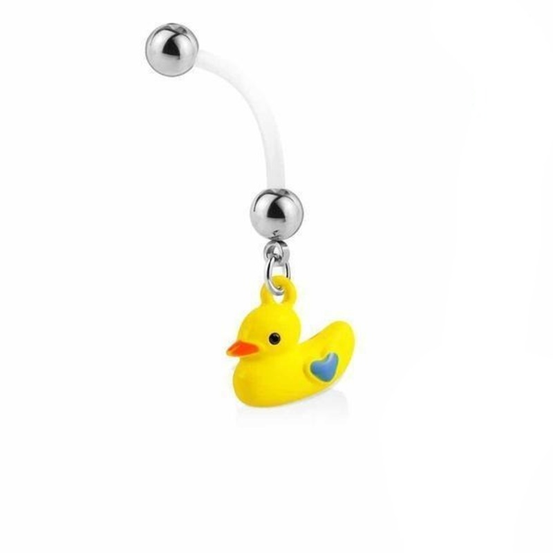 Rubber Duck Pregnancy Belly Bar 14G Blue