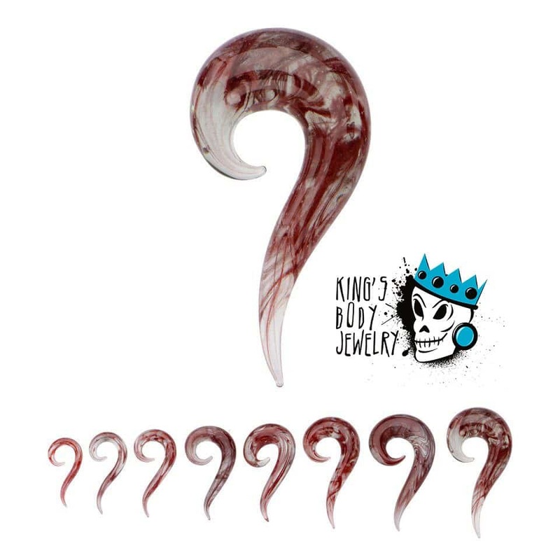 Rust Marbleized Glass Spiral Tails (6 gauge – 1/2 inch) 6 g