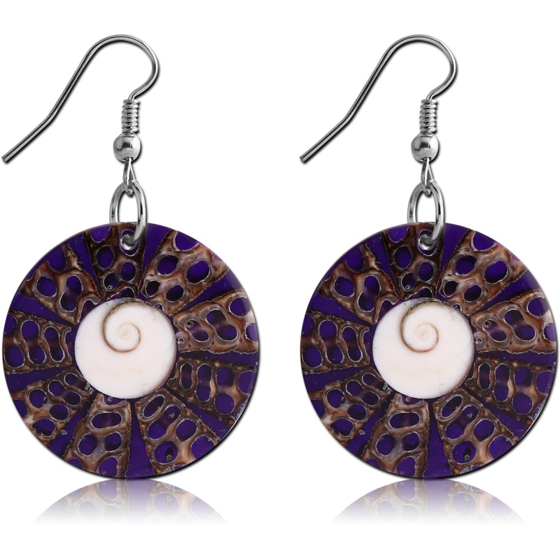 Shell Disc Earring Pair Blue