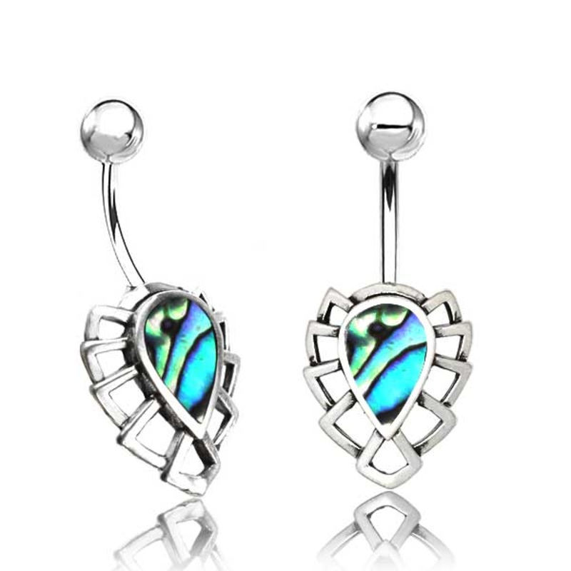 Shell Fan Belly Bar 14G Gold