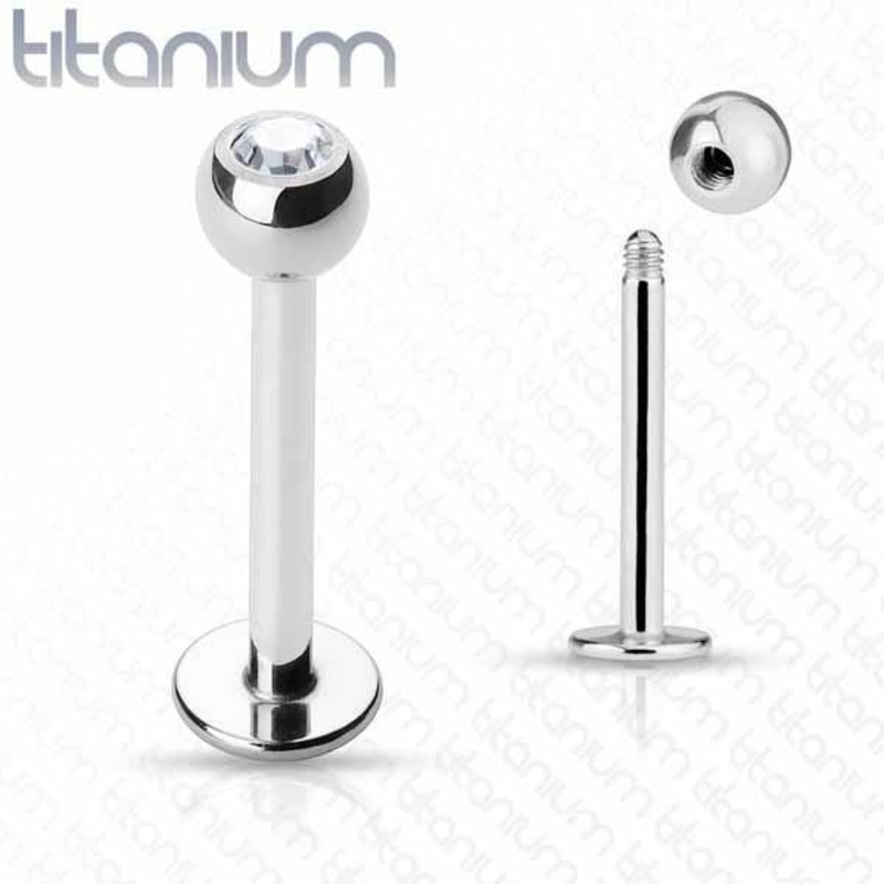 Titanium Gem Labret 16G 14G 16G 6mm 3mm