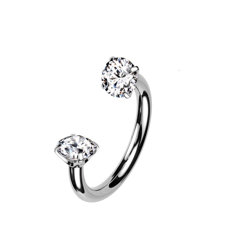 Titanium I.T. Prong Gem Horseshoe 16G Black