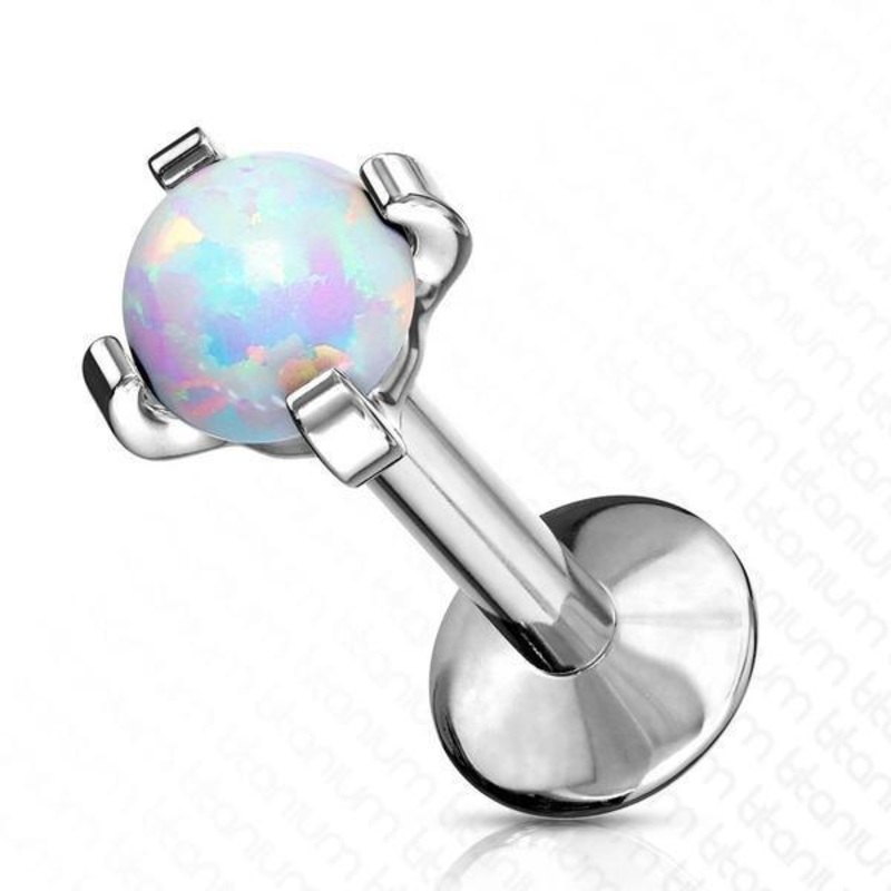 Titanium Prong Opal Labret 16G 6mm 2mm