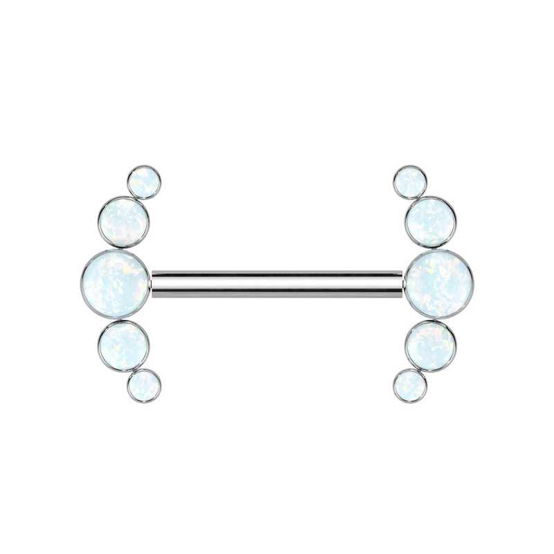 Titanium Threadless 5 Opal Nipple Bar