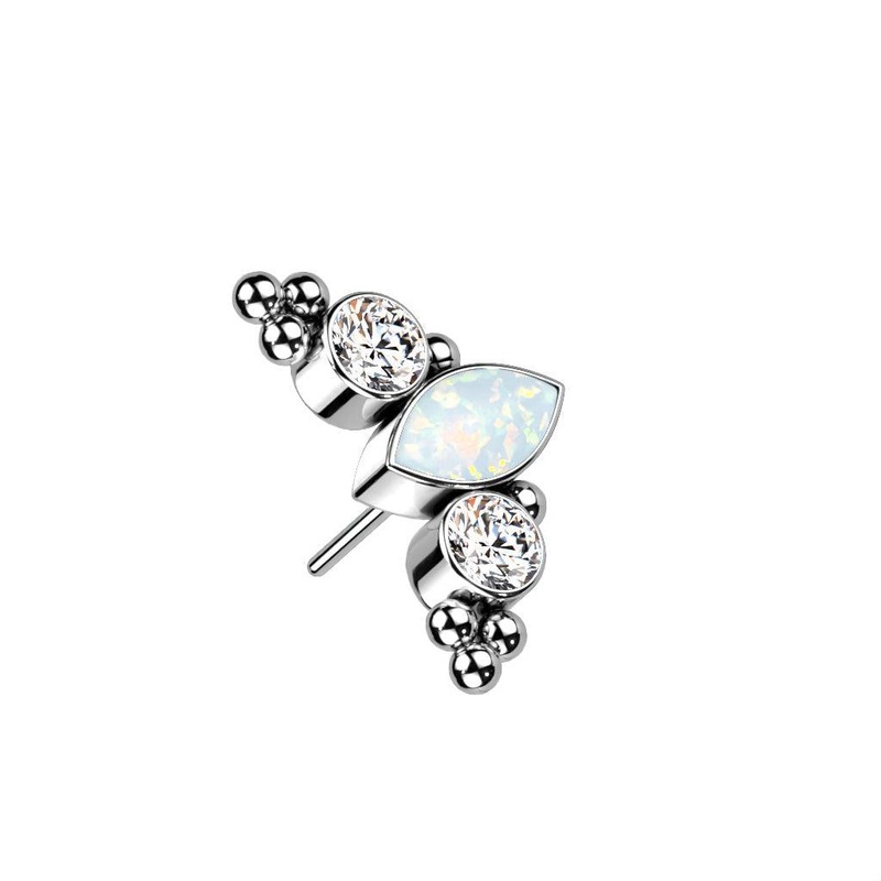Titanium Threadless Opal Cluster End
