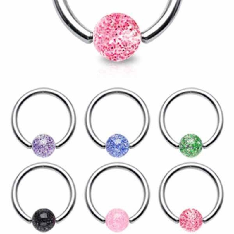 Ultra Glitter Captive Ring 16G Black