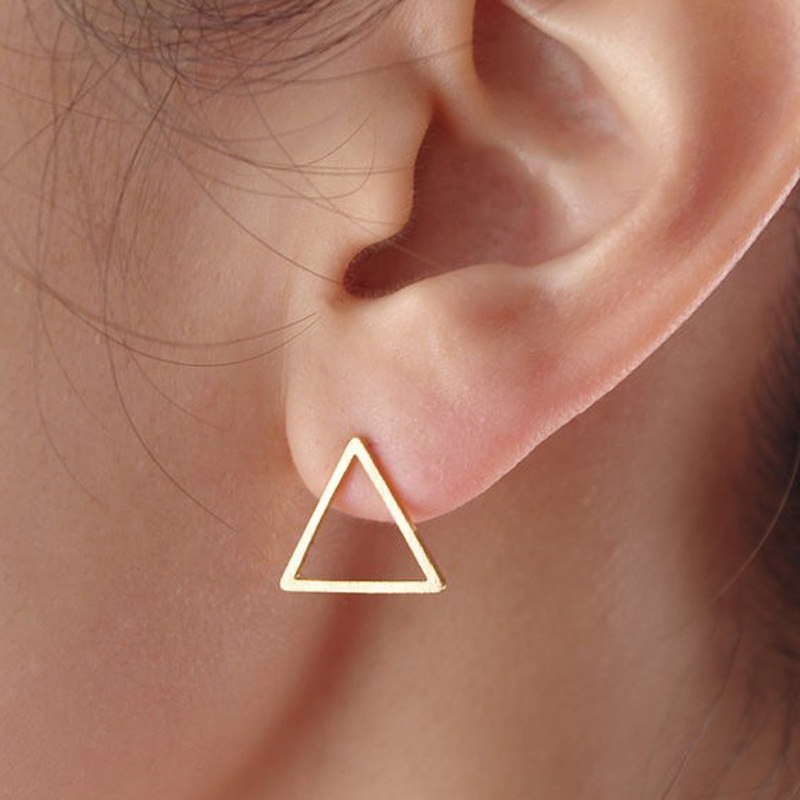 Aoi Minimalist Simple Triangle Wired Stud Earrings Gold