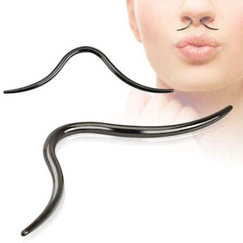 Black Steel Septum Mustache (16 gauge – 14 gauge) 16 g