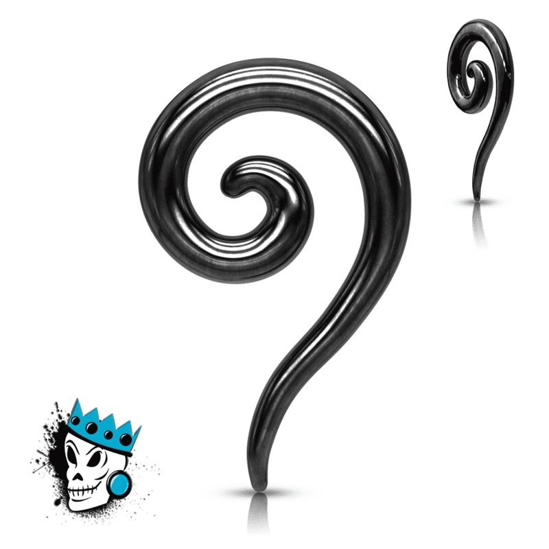 Black Steel Tail Spirals (12 gauge – 0 gauge) 12 g