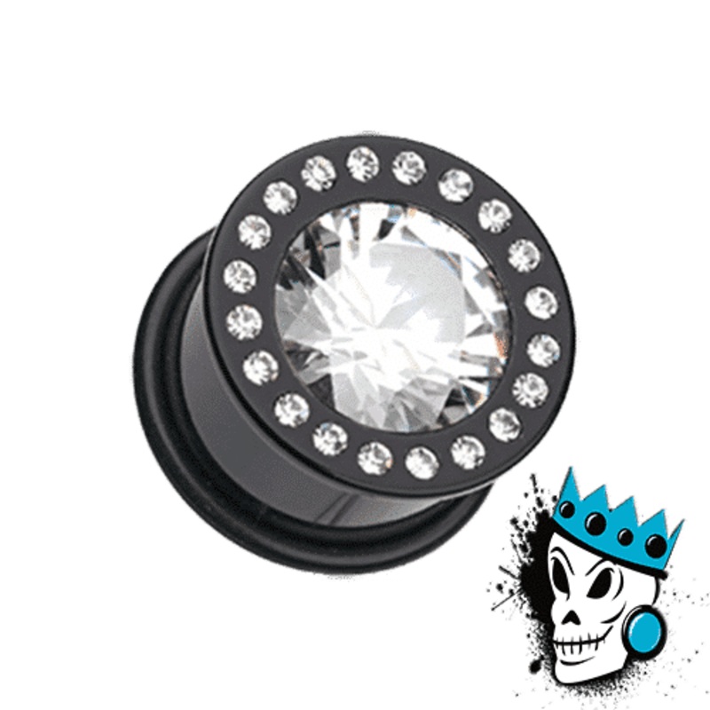 Black Ultimate Bling Flesh Tunnels (1/2 inch – 7/8 inch) 1/2 inch