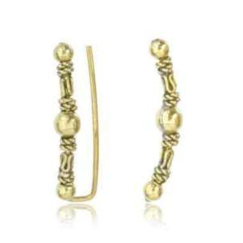 Brass Triple Bead Ear Crawler Pair
