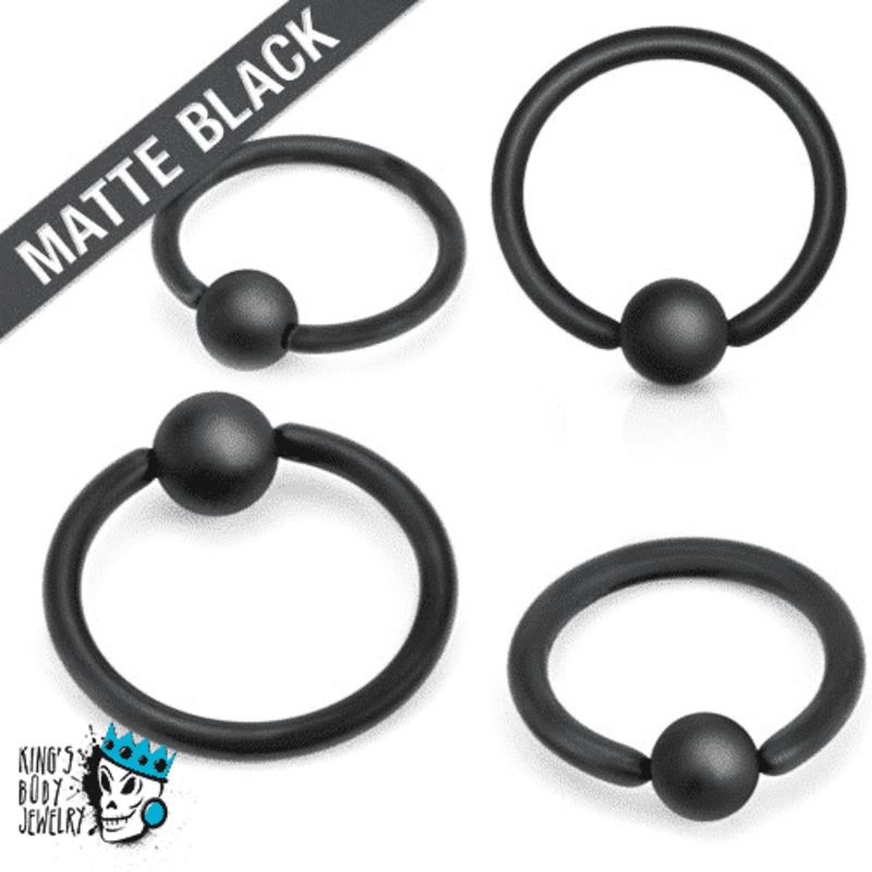 Captive Bead Rings MATTE BLACK (20 gauge – 10 gauge) 20 g 5/16″