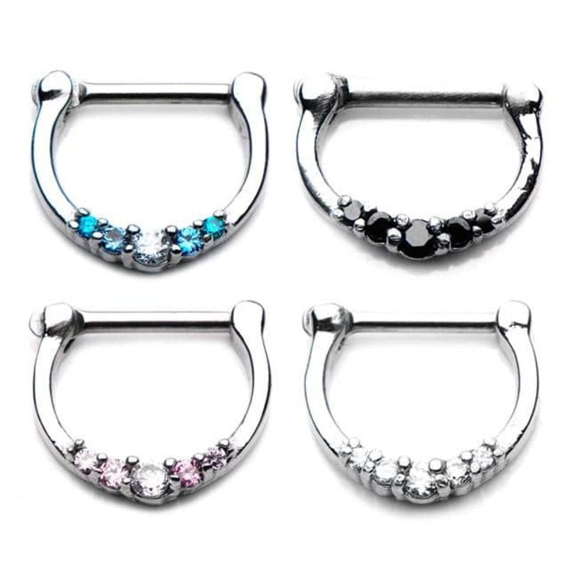 Clear Jeweled Septum Clicker (16 gauge – 14 gauge) 16 g
