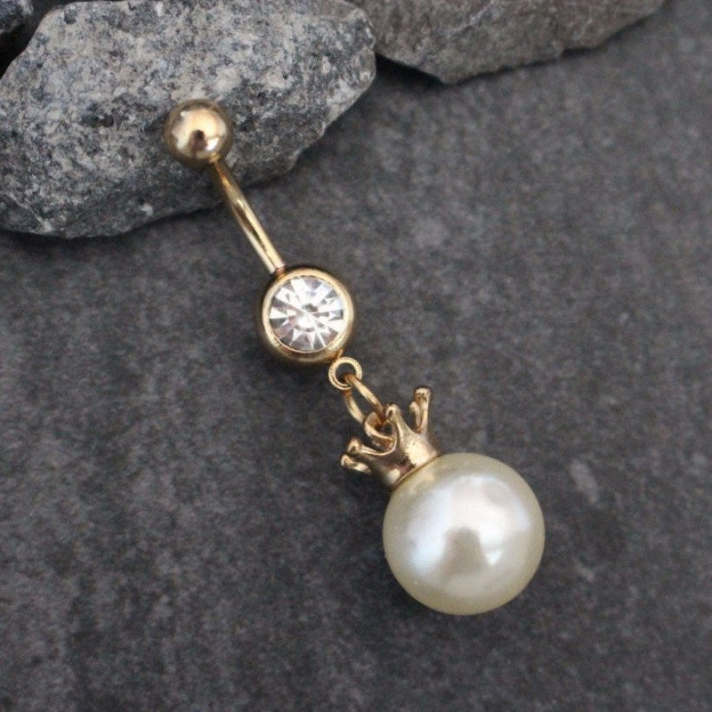 Cream Pearl Belly Button Ring