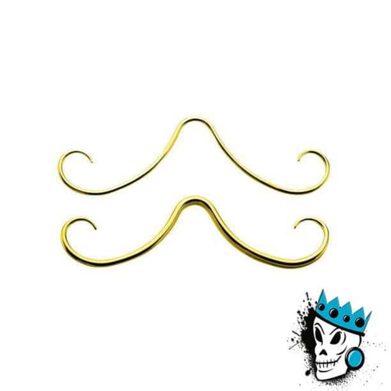 Gold Steel Septum Mustache (16 gauge – 12 gauge) 16 g