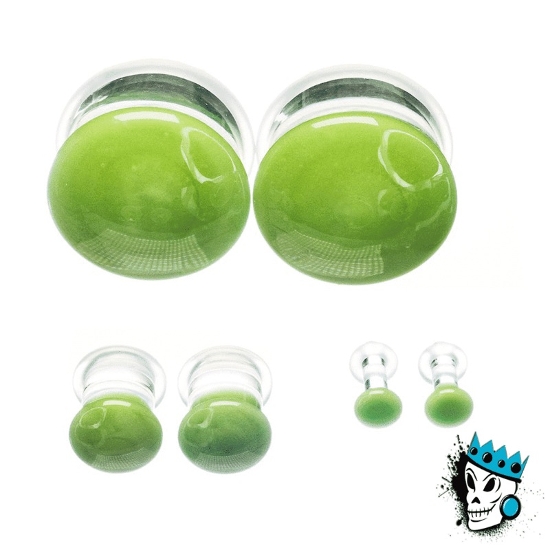 Gorilla Glass Green Color Front Single Flare Plugs (12 gauge – 1 inch) 12 g