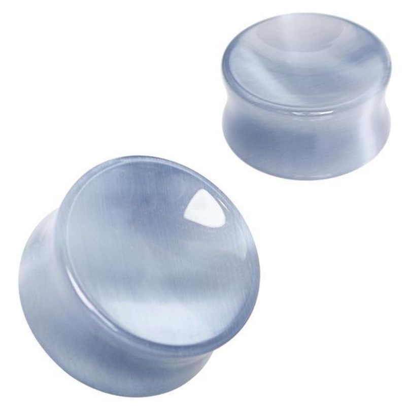 Grey Cat’s Eye Concave Plug 2G-1″ PAIR 22mm(7/8″) (Pair)