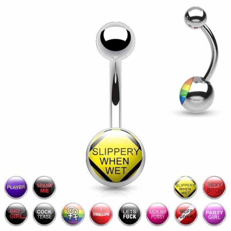 Logo Belly Bar 14G Too Sexy