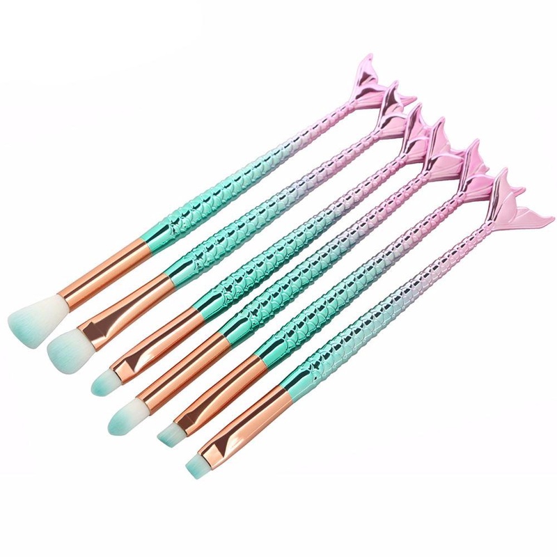 Naomi Mermaid Eyeshadow Makeup Brushes Set 6 Pieces Mermaid Aurora Borealis
