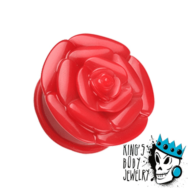 Red Acrylic Rose Plugs (6 gauge – 1 inch) 6 g