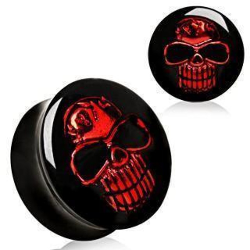 Red Foil Skull Saddle Plug 2G-1″ 12mm(1/2″)