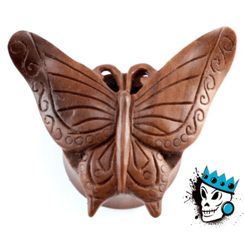 Red Saba Wood Buttefly Plugs (12mm, & 7/8 inch) 12 mm