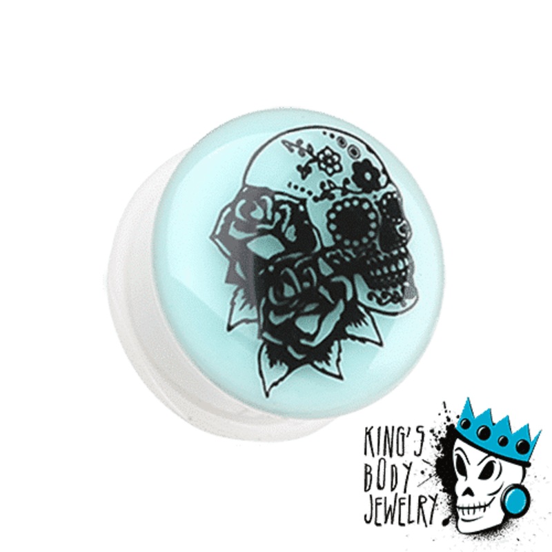 Skull & Roses Glow In Dark Plugs (2 gauge – 1 inch) 2 g