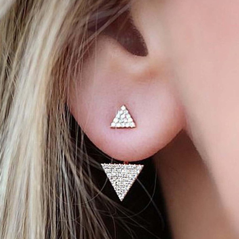 Sukiomi Crystal Triangle Ear Jacket Earring Gold
