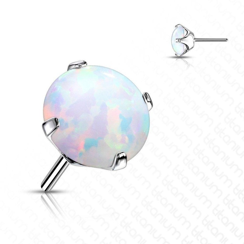 Titanium Threadless Prong Opal End 2mm