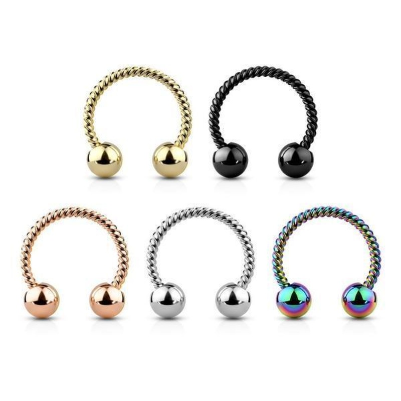 Twisted Horseshoe 16G 14G Black 16G 8mm – 3mm