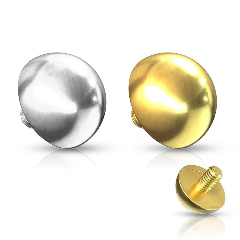 14kt Gold Dome Dermal Top 14G White Gold