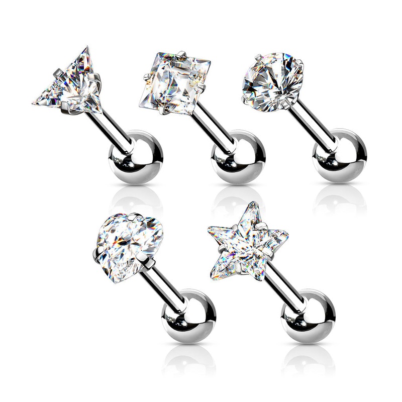 5pc Mixed Gem Cartilage Bar Value Pack 16G