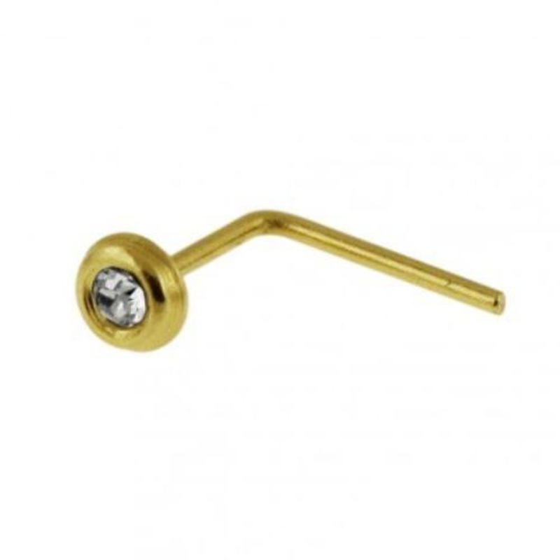 9kt Yellow Gold Bezel Nose L Bend 22G