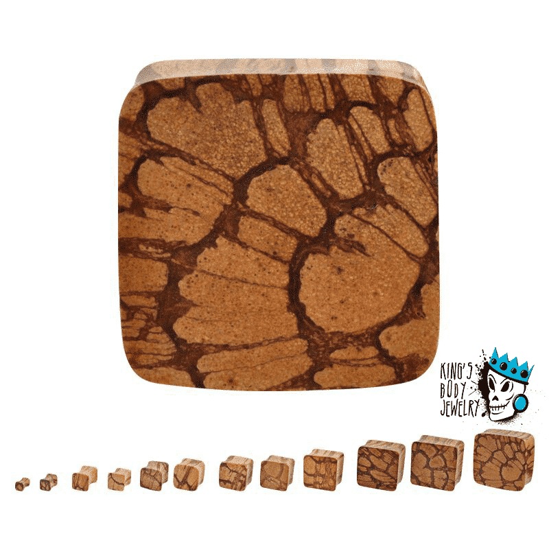 Antique Wood Square Double Flared Plugs (6 gauge – 1 inch) 6 g