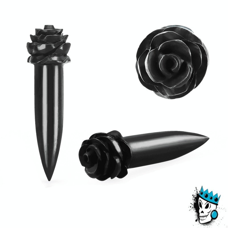 Black Areng Wood Rose Tapers (6 gauge to 12 mm) 6 g