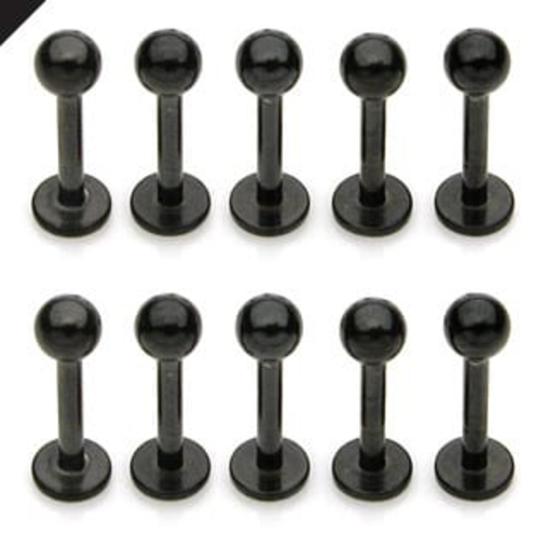 Black Labret Ring (16 gauge – 14 gauge) 16 g 1/4″