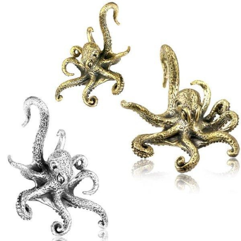 Brass Octopus Ear Weights PAIR Brass (Gold)