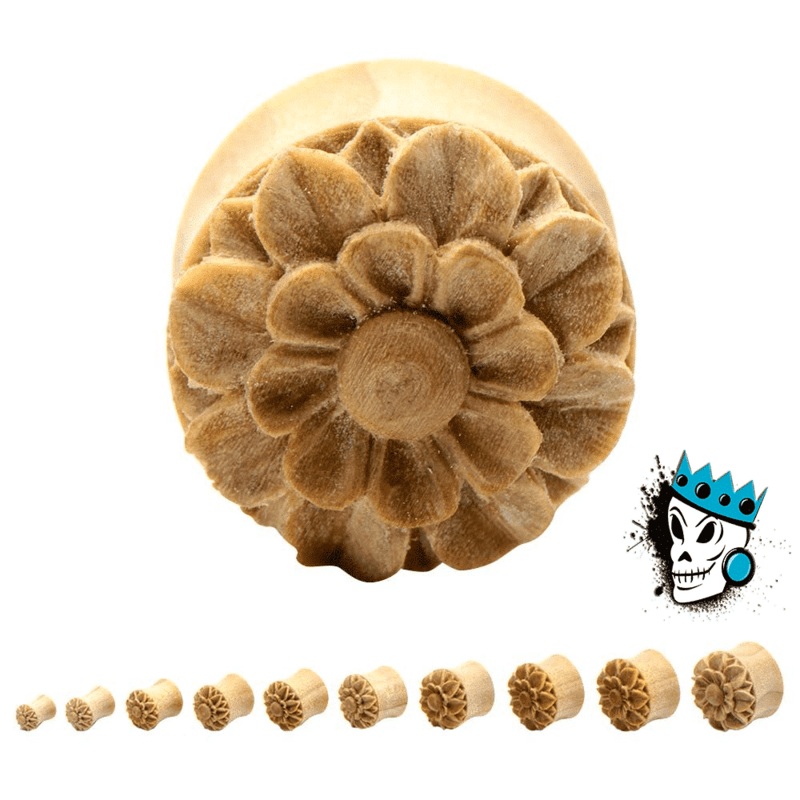 Crocodile Wood Flower Plugs (21 mm) 21 mm
